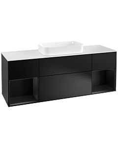 Villeroy und Boch Finion Waschtischunterschrank F331PDPD 160x60,3cm, Abdeckplatte white matt, Regale Black matt lacquer, Black matt lacquer
