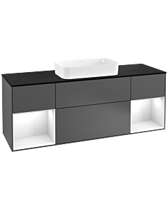 Villeroy und Boch Finion Villeroy und Boch Finion F332GFGK 160x60.3cm, cover plate black matt, shelves Glossy white lacquer, anthracite matt