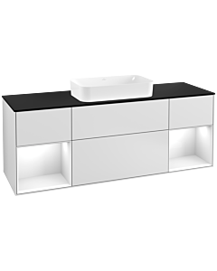 Villeroy und Boch Finion Villeroy und Boch Finion F332GFMT 160x60.3cm, cover plate black matt, shelves Glossy white lacquer, white matt lacquer