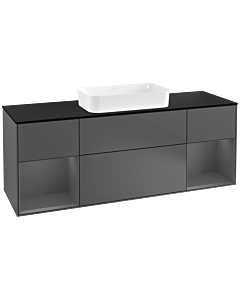Villeroy und Boch Finion Villeroy und Boch F332GKGK 160x60,3cm, plaque de finition noir mat, étagères laqué anthracite mat, anthracite mat