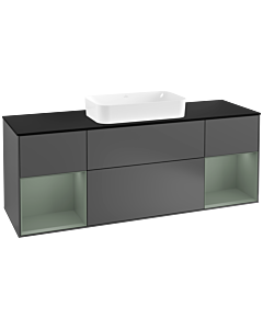 Villeroy und Boch Finion Villeroy und Boch Finion F332GMGK 160x60.3cm, cover plate black matt, shelves olive matt lacquer, anthracite matt