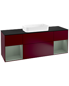 Villeroy und Boch Finion Villeroy und Boch Finion F332GMHB 160x60.3cm, cover plate black matt, shelves olive matt lacquer, Peony Matt