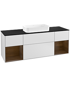 Villeroy und Boch Finion Villeroy und Boch Finion F332GNMT 160x60.3cm, cover plate black matt, shelves walnut veneer, white matt lacquer