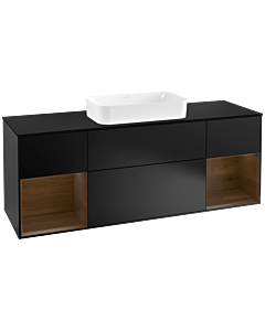 Villeroy und Boch Finion Villeroy und Boch Finion F332GNPD 160x60.3cm, cover plate black matt, shelves walnut veneer, black matt lacquer