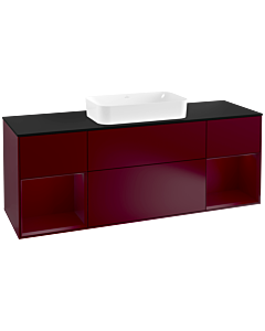 Villeroy und Boch Finion Villeroy und Boch Finion F332HBHB 160x60.3cm, cover plate black matt, shelves Peony matt lacquer, Peony Matt