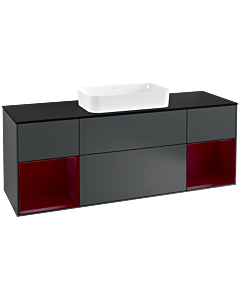 Villeroy und Boch Finion Villeroy und Boch Finion F332HBHG 160x60.3cm, cover plate black matt, shelves Peony matt lacquer, midnight Blue Matt Lacquer