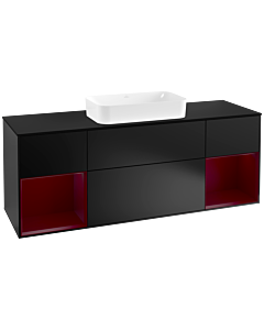Villeroy und Boch Finion Villeroy und Boch F332HBPD 160x60.3cm, plaque de finition noir mat, étagères Peony laqué mat, laqué noir mat
