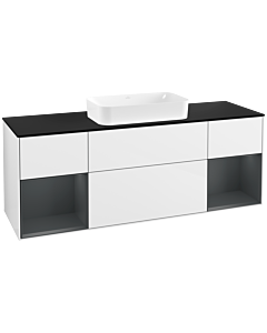 Villeroy und Boch Finion Villeroy und Boch Finion F332HGGF 160x60.3cm, cover plate black matt, shelves midnight matt lacquer, glossy white lacquer