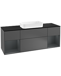 Villeroy und Boch Finion Villeroy und Boch Finion F332HGGK 160x60.3cm, cover plate black matt, shelves midnight matt lacquer, anthracite matt