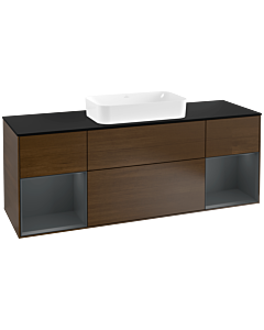 Villeroy und Boch Finion Villeroy und Boch Finion F332HGGN 160x60.3cm, cover plate black matt, shelves midnight matt lacquer, walnut veneer