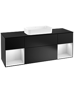 Villeroy und Boch Finion Villeroy und Boch F332MTPD 160x60,3cm, plaque de finition noir mat, étagères laqué blanc mat, laqué noir mat