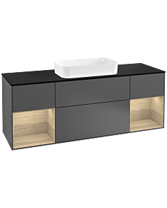 Villeroy und Boch Finion Villeroy und Boch Finion F332PCGK 160x60.3cm, cover plate black matt, shelves Oak Veneer , anthracite matt