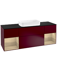 Villeroy und Boch Finion Villeroy und Boch Finion F332PCHB 160x60.3cm, cover plate black matt, shelves Oak Veneer , Peony Matt