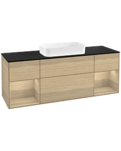 Villeroy und Boch Finion Villeroy und Boch Finion F332PCPC 160x60.3cm, cover plate black matt, shelves Oak Veneer , Oak Veneer