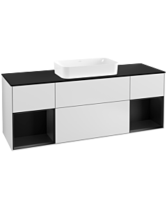 Villeroy und Boch Finion Waschtischunterschrank F332PDMT 160x60,3cm, Abdeckplatte black matt, Regale Black matt lacquer, White matt lacquer