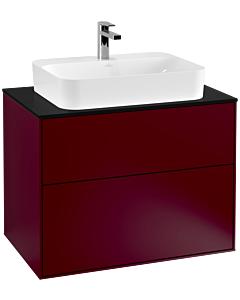 Villeroy und Boch Finion Waschtischunterschrank F34200HB 80x60,3cm, Abdeckplatte black matt, Peony Matt
