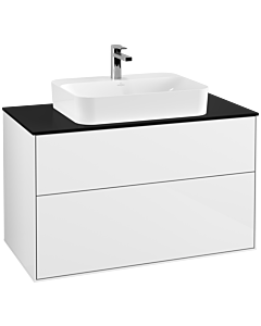 Villeroy und Boch Finion Waschtischunterschrank F35200GF 100x60,3cm, Abdeckplatte black matt, Glossy white lacquer