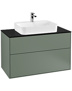 Villeroy und Boch Finion Waschtischunterschrank F35200GM 100x60,3cm, Abdeckplatte black matt, Olive Matt Lacquer