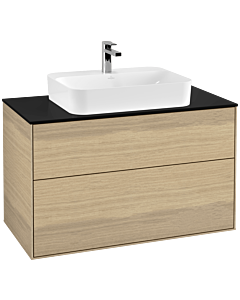 Villeroy und Boch Finion Waschtischunterschrank F35200PC 100x60,3cm, Abdeckplatte black matt, Oak Veneer