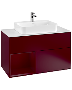 Villeroy und Boch Finion Villeroy und Boch Finion F361HBHB 100cm, cover plate white matt, shelf left Peony , Peony Matt