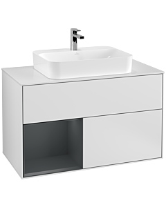 Villeroy und Boch Finion Villeroy und Boch Finion F361HGMT 100cm, cover plate white matt, shelf left Midnight Blue Matt Lacquer , white matt lacquer