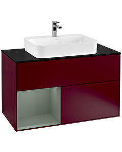 Villeroy und Boch Finion Villeroy und Boch Finion F362GMHB 100cm, cover plate black matt, shelf left Olive Matt Lacquer , Peony Matt