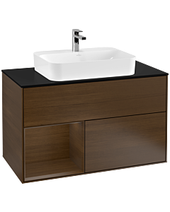 Villeroy und Boch Finion Villeroy und Boch Finion F362GNGN 100cm, cover plate black matt, shelf left Walnut veneer, Walnut veneer