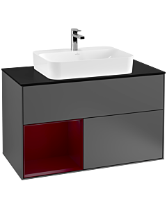 Villeroy und Boch Finion Villeroy und Boch Finion F362HBGK 100cm, cover plate black matt, shelf left Peony , anthracite matt