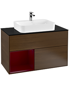Villeroy und Boch Finion Villeroy und Boch Finion F362HBGN 100cm, cover plate black matt, shelf left Peony , Peony veneer