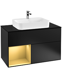Villeroy und Boch Finion Villeroy und Boch Finion F362HFPD 100cm, cover plate black matt, shelf left gold matt, black matt lacquer