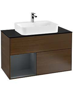 Villeroy und Boch Finion Villeroy und Boch Finion F362HGGN 100cm, cover plate black matt, shelf left Midnight Blue Matt Lacquer , Blue Matt Lacquer veneer