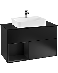 Villeroy und Boch Finion Villeroy und Boch Finion F362PDPD 100cm, cover plate black matt, shelf left black matt lacquer, black matt lacquer
