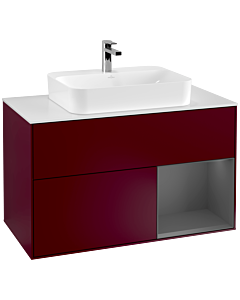 Villeroy und Boch Finion Villeroy und Boch Finion F371GKHB 100cm, cover plate white matt, shelf on the right anthracite matt, Peony Matt