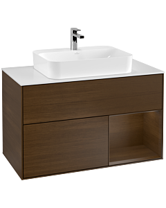 Villeroy und Boch Finion Villeroy und Boch Finion F371GNGN 100cm, cover plate white matt, shelf on the right walnut veneer, walnut veneer