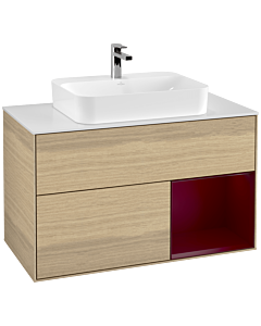 Villeroy und Boch Finion Villeroy und Boch Finion F371HBPC 100cm, cover plate white matt, shelf on the right Peony , Oak Veneer