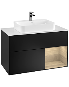 Villeroy und Boch Finion Villeroy und Boch Finion F371PCPD 100cm, cover plate white matt, shelf on the right Oak Veneer , black matt lacquer