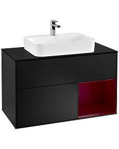 Villeroy und Boch Finion Villeroy und Boch Finion F372HBPD 100cm, cover plate black matt, shelf on the right Peony , black matt lacquer