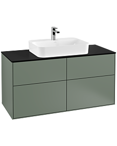 Villeroy und Boch Finion Waschtischunterschrank F38200GM 120x60,3cm, Abdeckplatte black matt, Olive Matt Lacquer