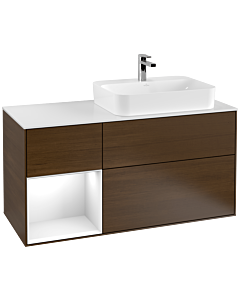 Villeroy und Boch Finion Villeroy und Boch Finion F391GFGN 120cm, cover plate white matt, shelf left glossy white lacquer, walnut veneer