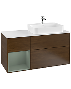 Villeroy und Boch Finion Villeroy und Boch Finion F391GMGN 120cm, cover plate white matt, shelf left Olive Matt Lacquer , Olive Matt Lacquer veneer