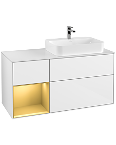 Villeroy und Boch Finion Villeroy und Boch Finion F391HFGF 120cm, cover plate white matt, shelf left gold matt, glossy white lacquer