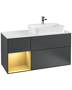 Villeroy und Boch Finion Villeroy und Boch F391HFHG 120cm, couvercle blanc mat, étagère gauche or mat, Midnight Blue Matt Lacquer