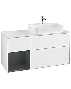Villeroy und Boch Finion Villeroy und Boch Finion F391HGGF 120cm, cover plate white matt, shelf left Midnight Blue Matt Lacquer , glossy white lacquer