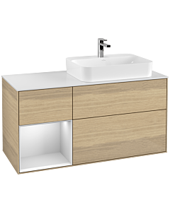 Villeroy und Boch Finion Villeroy und Boch Finion F391MTPC 120cm, cover plate white matt, shelf left white matt lacquer, Oak Veneer