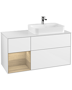 Villeroy und Boch Finion Villeroy und Boch Finion F391PCGF 120cm, cover plate white matt, shelf left Oak Veneer , glossy white lacquer