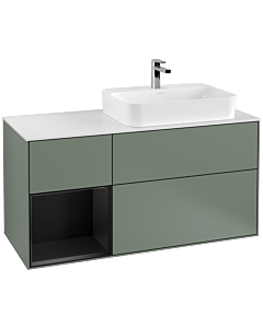 Villeroy und Boch Finion Villeroy und Boch Finion F391PDGM 120cm, cover plate white matt, shelf left black matt lacquer, Olive Matt Lacquer