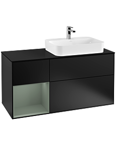 Villeroy und Boch Finion Villeroy und Boch Finion F392GMPD 120cm, cover plate black matt, shelf left Olive Matt Lacquer , black matt lacquer
