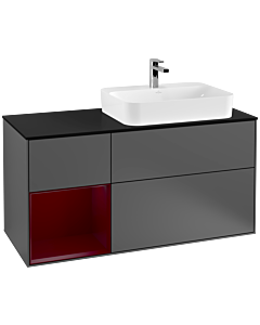 Villeroy und Boch Finion Villeroy und Boch Finion F392HBGK 120cm, cover plate black matt, shelf left Peony , anthracite matt