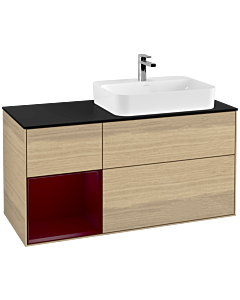 Villeroy und Boch Finion Villeroy und Boch Finion F392HBPC 120cm, cover plate black matt, shelf left Peony , Oak Veneer