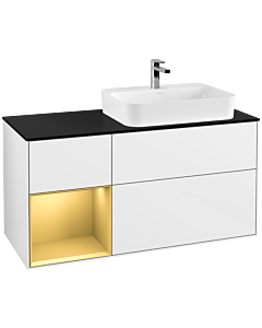 Villeroy und Boch Finion Villeroy und Boch Finion F392HFGF 120cm, cover plate black matt, shelf left gold matt, glossy white lacquer